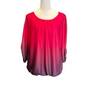 Sara michelle dark red sparkle blouse size L NWT